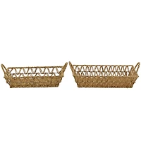 The Novogratz Brown Metal Handmade Storage Basket with Handles Set of 2 19", 17"