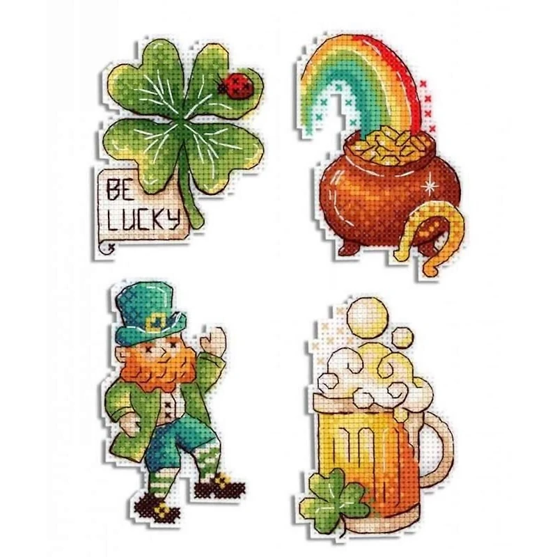 MP Studia St. Patrick's Day Magnets Plastic Canvas Counted Cross Stitch Kit