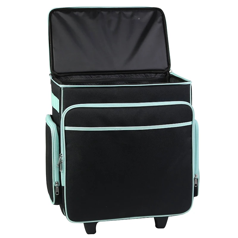 Everything Mary Black & Teal Rolling Craft Bag