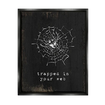 Stupell Industries Trapped In Your Web Spider Framed Floater Canvas Wall Art