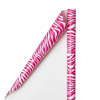 JAM Paper Safari Pink & White Zebra Gift Wrap, 2ct.