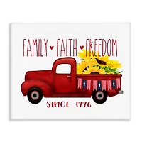 Stupell Industries Family Faith Freedom Americana Floral Country Truck Canvas Wall Art