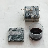 Hello Honey Black Monochrome Mélange Marble Coaster Set, 4ct.