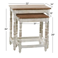 White Mango Wood Farmhouse Accent Table, 24" x 22" x 14"