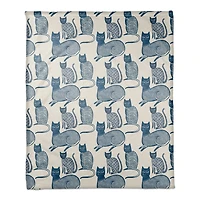 Blue Cat Pattern 50" x 60" Coral Fleece Blanket