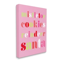 Stupell Industries Mistletoe Cookies Reindeer Santa Bold Canvas Wall Art