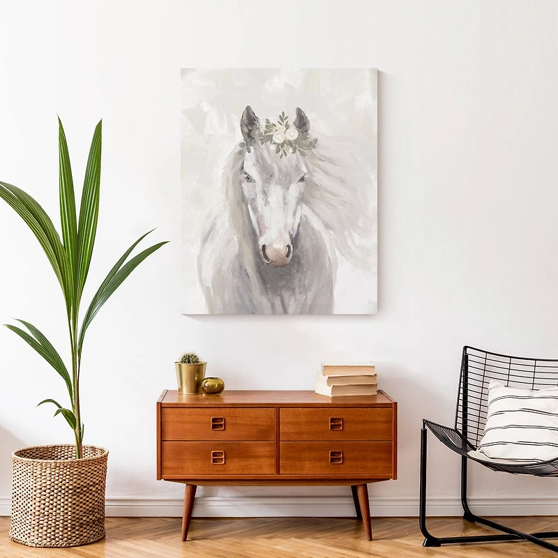 Horse With Flower Crown 24" x 30" Canvas Wall Art