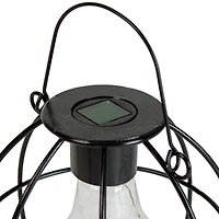6" Black Geometric Outdoor Hanging Solar Lantern with Handle