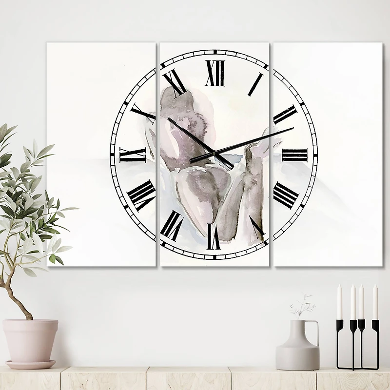 Designart 'Watercolour Nude 1 Oversized Traditional Multipanel Wall Clock