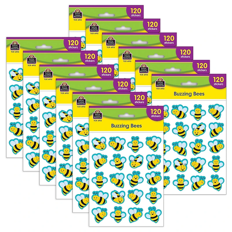 Teacher Created Resources® Buzzing Bees Stickers, 120 Per Pack, 12 Packs total of 1440