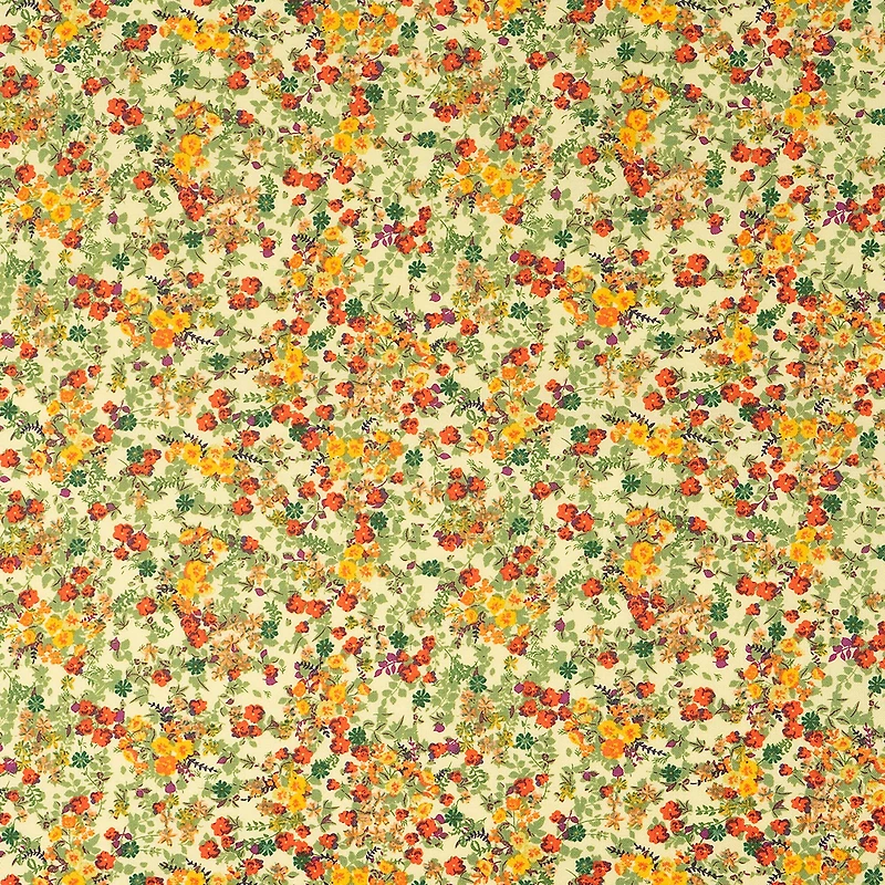 SINGER Yellow Floral Packed Cotton Fabric