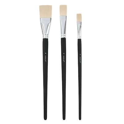 Flat White Taklon 3 Piece Long Handle Oil & Acrylic Brush Set by Artist's Loft®