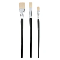 Flat White Taklon 3 Piece Long Handle Oil & Acrylic Brush Set by Artist's Loft®