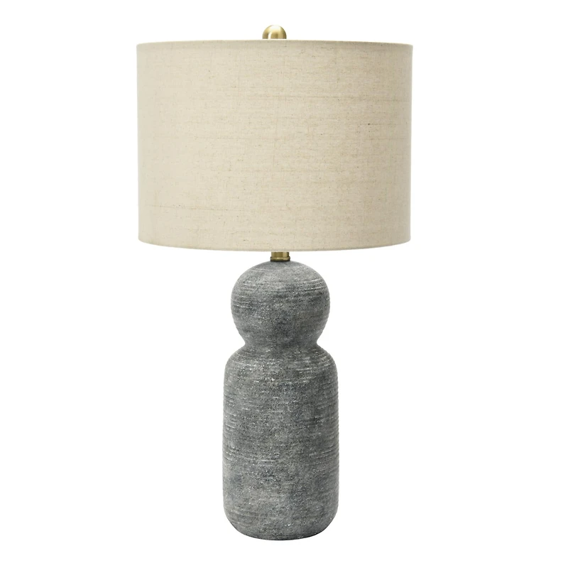 Hello Honey® 26.5" Curvy Gray Stoneware Desk Lamp with Linen Drum Shade