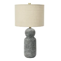 Hello Honey® 26.5" Curvy Gray Stoneware Desk Lamp with Linen Drum Shade