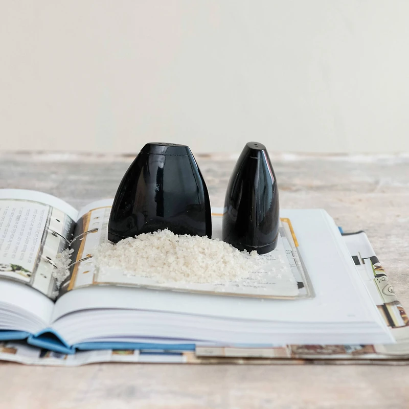 Hello Honey® 3" Black Horn Salt & Pepper Shaker Set