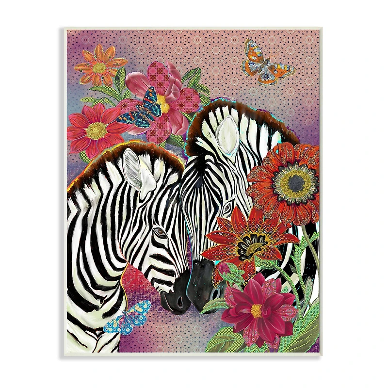 Stupell Industries Loving Zebra Pair over Pink Arabesque Pattern Wall Plaque