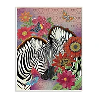Stupell Industries Loving Zebra Pair over Pink Arabesque Pattern Wall Plaque
