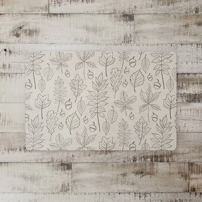 White Leaf Pattern Floor Mat
