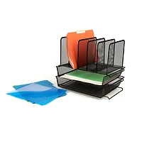 Mind Reader Black 7-Section Metal Mesh Desktop File & Document Organizer Tray