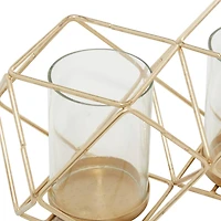 15" Gold Iron Modern Candlestick Holder