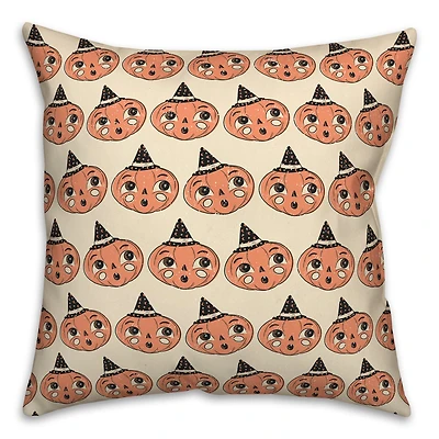 Retro Pumpkin Pattern Spun Poly Throw Pillow