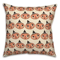 Retro Pumpkin Pattern Spun Poly Throw Pillow