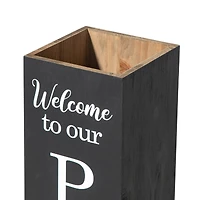 Glitzhome® 30" Black Wood Boxed Welcome Porch Sign
