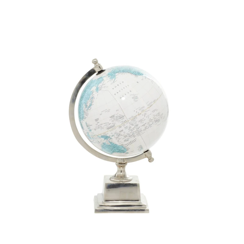 13" Turquoise & White Aluminum Globe