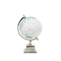 13" Turquoise & White Aluminum Globe