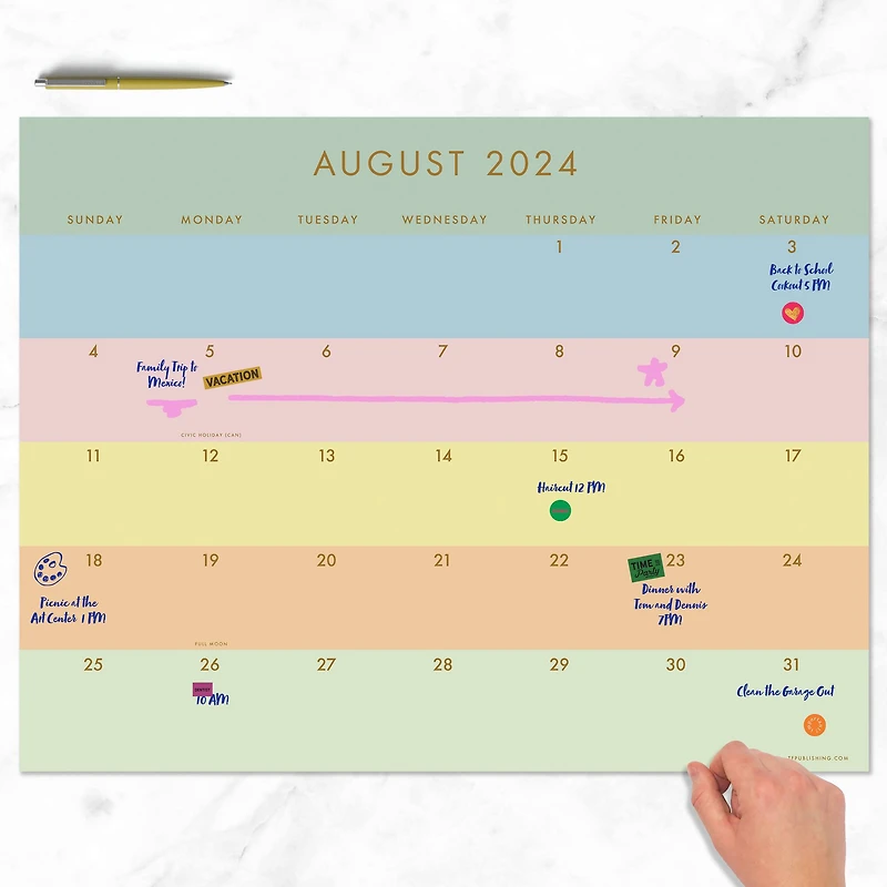 TF Publishing 2024-2025 Super Stripe Desk Pad Calendar