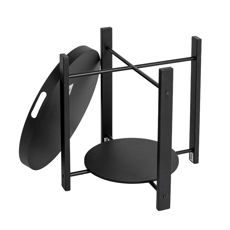 Hello Honey® Black Chic Fir Wood & Metal Tray Table