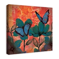 Traditional Orange and Blue Butterflies 24" x 24" Canvas Wall Art