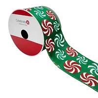 2.5" x 20ft. Green Glitter Peppermints Wired Ribbon by Celebrate It®