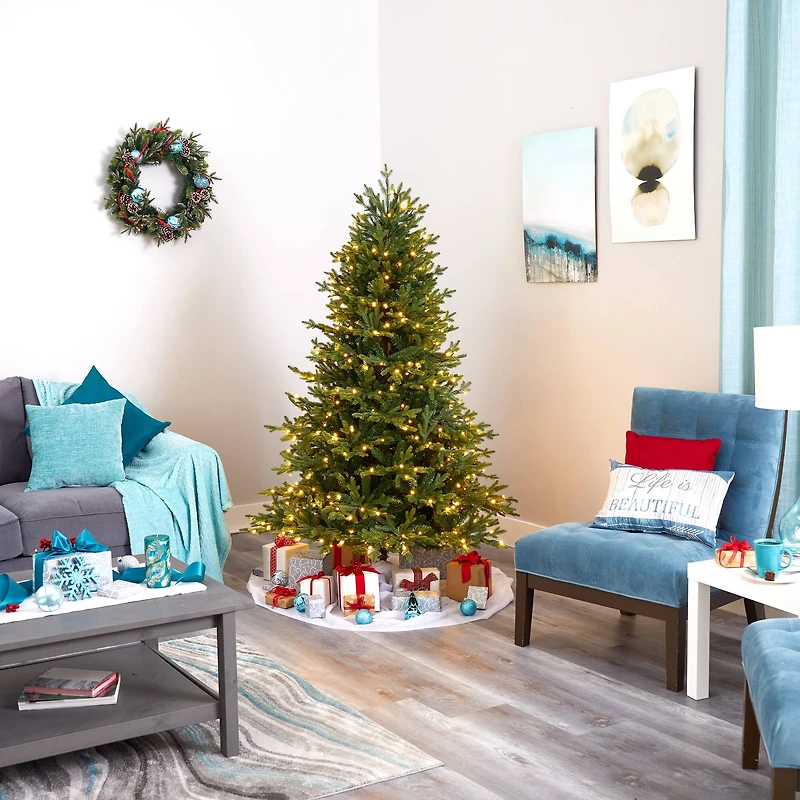 6ft. Pre-Lit Wyoming Spruce Artificial Christmas Tree with Clear LED Lights