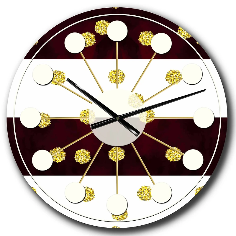 Designart 'Gold Polka Dot Pattern I Mid-Century Modern Wall Clock