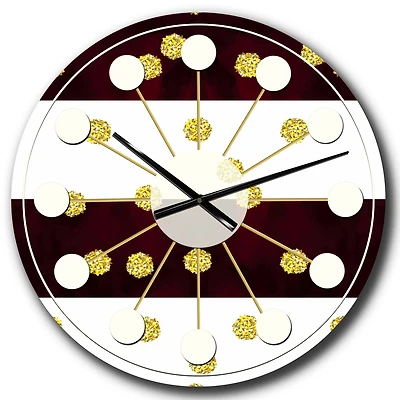 Designart 'Gold Polka Dot Pattern I Mid-Century Modern Wall Clock