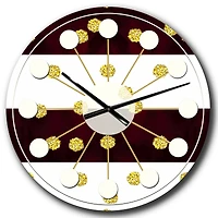 Designart 'Gold Polka Dot Pattern I Mid-Century Modern Wall Clock