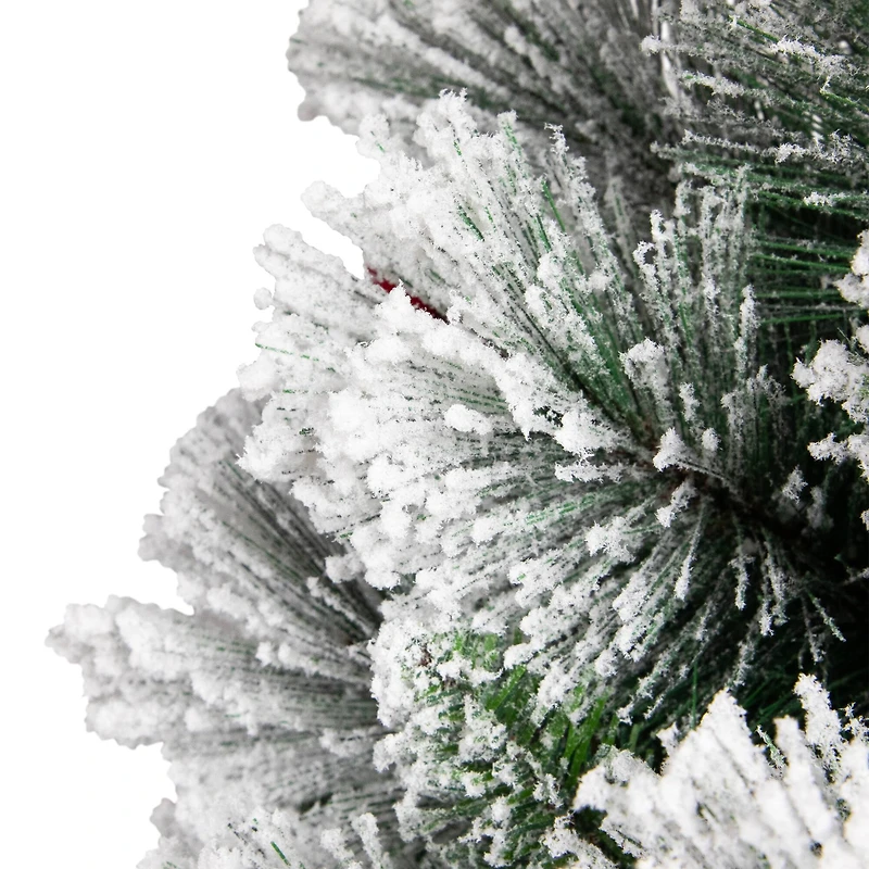 4.5ft. Unlit Flocked Fairfield Fir Full Artificial Christmas Tree with Red Berries