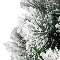 4.5ft. Unlit Flocked Fairfield Fir Full Artificial Christmas Tree with Red Berries