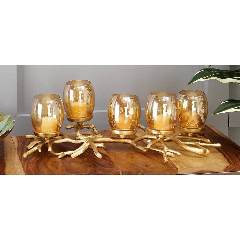 6" Gold Aluminum Coastal Candle Holder
