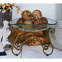 Brass Glass and Metal Traditional Serving Bowl, 14" x 21" x 16"