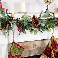 Gold Mantel Garland & Christmas Stocking Holder, 2ct.