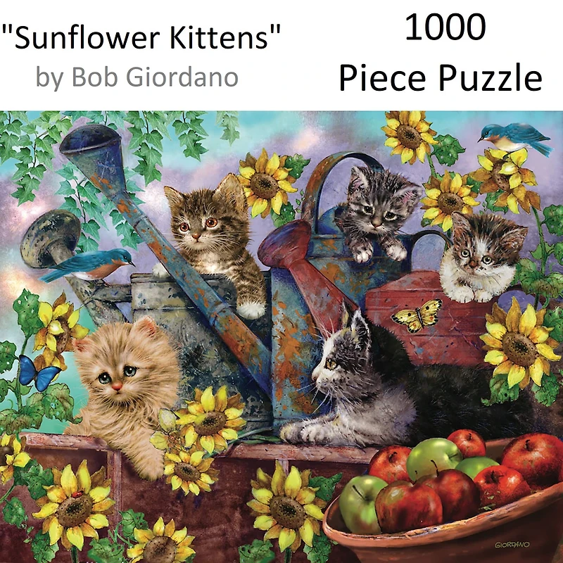 Hart Puzzles Sunflower Kittens by Bob Giordano 1,000 Piece Jigsaw Puzzle