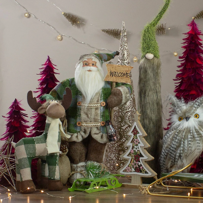 Green Wood Sled & Pine Tree Christmas Ornament