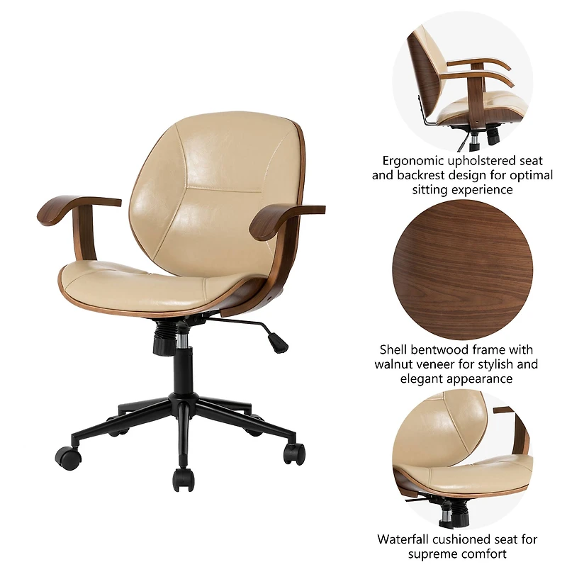 Glitzhome® 38" Leatherette Gaslift Adjustable Swivel Office Chair