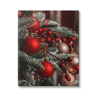 Stupell Industries Hanging Red Ornaments Christmas Tree Canvas Wall Art