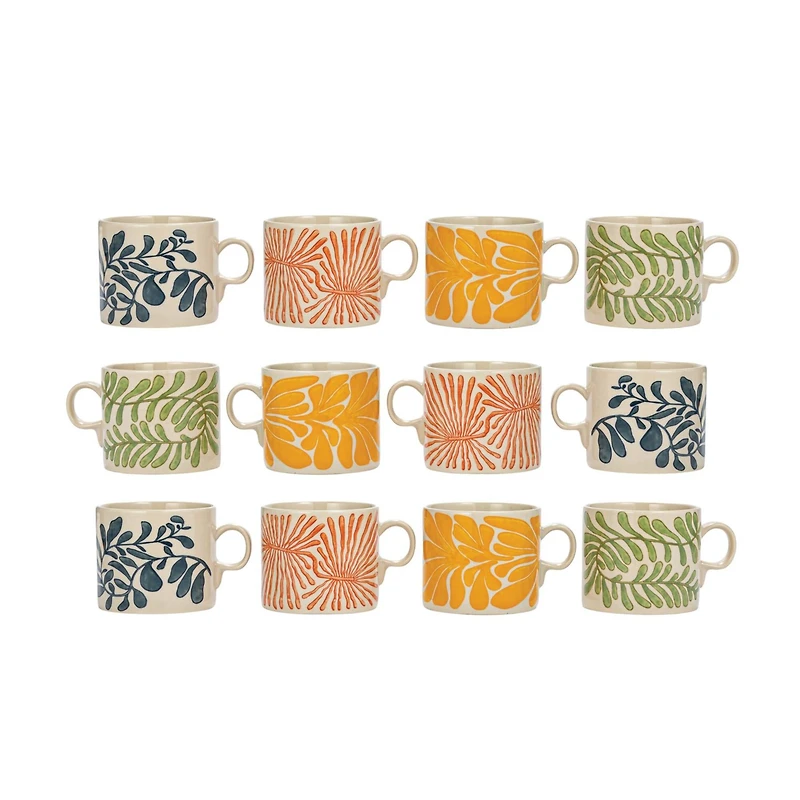 Hello Honey® 14oz. Abstract Foliage Print Stoneware Mug, 12ct.