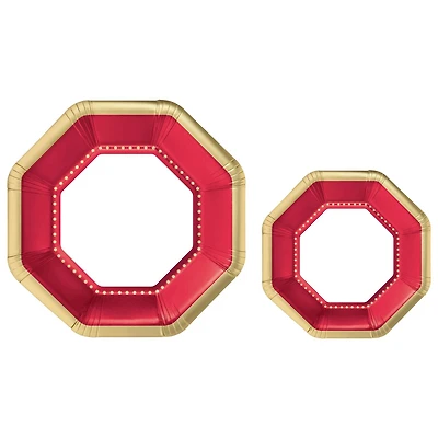 Octagonal Premium Party Paper Plates Set