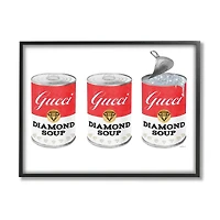Stupell Industries Condensed Soup Trio Glam Fashion Traditional Red Pop Framed Wall Art